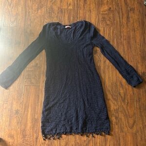 LILLY PULITZER Athena Crochet Navy Knit Sweater Dress w/Hemline Detail~ Size L